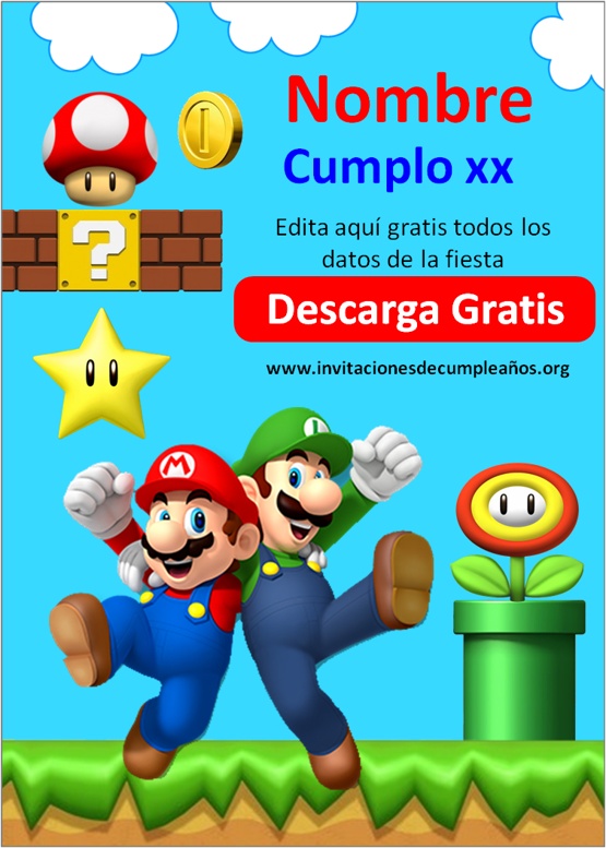 Mario Bross -  Cumpleaños-Imprimi-Gratis